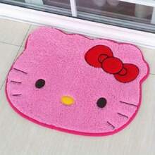 Sanrio 1pc Authorized Sanrio Hello Kitty Floor Mat - Soft, Modern Aesthetic Cat Rug With Cartoon Anime White Cat Face Design - Ideal For Living Room, Bedroom, Entryway Home Decor