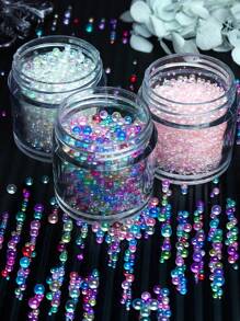 1 pièce/3 pièces Perles de verre Aurores en résine époxy, perles à bulles mini de tailles mélangées pour matériau de remplissage de moule en silicone, fournitures artisanales DIY, fournitures pour la confection de bijoux