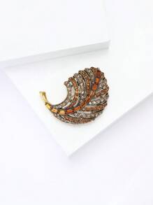 Fashionable Rhinestone Leaf Brooch For Women Plant Brooch Dress Suit Pin Accessories Party Banquet Gift - Leaf - View 4