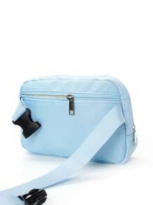 尼龙运动腰包/斜挎包，可装手机，适合跑步、徒步、骑行、健身等运动，时尚休闲简约设计，男女通用，适合学生使用。 - 薄荷藍 - 查看 5