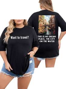 定制文字/照片女式加大码T恤，可个性化定制文字/照片，生日/情人节/周年纪念/圣诞节等场合均可定制，可上传您的照片/朋友/家人/风景照，黑色上衣，女式加大码短袖T恤，节日礼物，春夏服装，圣诞节，女式上衣，闺蜜礼物，周年纪念礼物，派对礼物，篮球服，春夏 - 黑色 - 查看 3