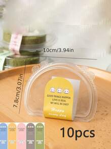 10pcs Clear Swiss Roll Packaging Boxes With Random Stickers, Single Slice Independent Packaging Box For Teddy Bear Cake Roll - White - View 7