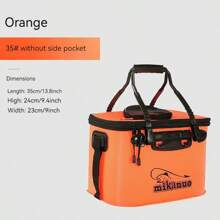1个便携式可折叠EVA钓鱼桶，活鱼盒，露营水容器，钓具收纳袋，多功能可折叠钓鱼桶（不含气泵） - 橘色 - 查看 8