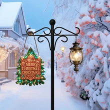 1 件户外牧羊犬挂钩，76 英寸/92 英寸/108 英寸重型喂鸟杆，带 5 爪底座，可调节牧羊犬挂钩，用于悬挂鸟屋、灯笼、植物篮、风铃 - 黑色 - 查看 2