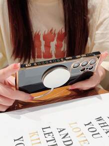 1pc Nice Color Simple Magsafe Magnetic Wireless Charging Phone Case, Four-Corner Shockproof Protective Cover Compatible With Samsung Apple Series Phones, Full Protection Waterproof Anti-Fall Scratch Resistant