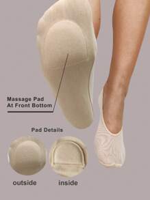 1/4/8 Pairs Women Mesh Top & Solid Color Bottom Breathable Non-Slip Hidden Loafer Socks, Suitable For Daily Life Or Indoor Use - Multicolor - View 4