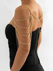 1 件不对称多层流苏身体链，时尚魅力珠宝礼物，适合女性，适合派对和节日