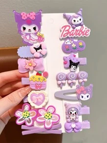 Sanrio 14PCS Sanrio Kuromi Cartoon Pattern Hair Clips,Bangs And Short Hair Kitty Hair Clips,Role-Playing Stage Performance Hair Accessories (Some Parts May Be Random)