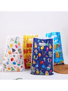 30 个生日快乐礼品袋，塑料玻璃纸礼品袋，卡通风格生日主题礼品包装手提袋，生日家庭节日派对装饰用品，礼品包装用品