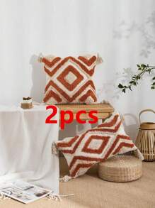 1/2 Pcs Set Cushion Cover, Scandinavian Nordic Style, Tassels Decorative Pillow Sham For Sofa, Bedroom, Home Decor, Without Inner 30*50cm 45*45cm