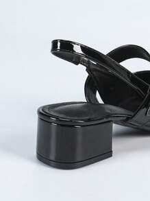 女士时尚高跟鞋，女士休闲露跟包头凉鞋，女士系带凉鞋，女士粗跟工装凉鞋，女士玛丽珍鞋，女士镂空凉鞋，女士时尚休闲法式露跟鞋 - 黑色 - 查看 8