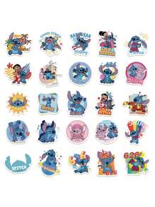 Disney 50 Piezas de Pegatinas oficialmente autorizadas de Disney del personaje Stitch para manualidades, álbumes de recortes, laptops, botellas de agua, computadoras, guitarras, impermeables y decorativas