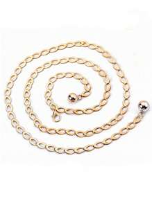1pc Hollow Out Metal Waist Chain, Versatile - Gold - View 2