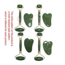 1 Set Rose Quarz Doppelkopf Massage Roller, Herz geformter Gesichts- & Augen-Massage Schaberoller Gua Sha Werkzeug Kombination