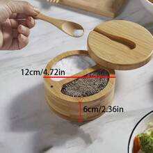 1 套，盐盒，木制储物罐，木制盐盒，盐瓶，木制盐瓶，木制储物盒，带盖香料储物盒，创意盐瓶，厨房用品，餐厅厨房小工具