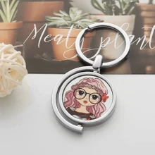 1pc Double-Sided Printed Rotatable Bag Charm & Keyring Customized Bag Accessory And Keychain 2 Designs Available Bridesmaid Gifts - Multicolor - View 5