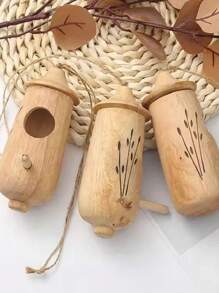 3 件木制蜂鸟屋悬挂迷你装饰蜂鸟屋户外花园庭院木制悬挂装饰品工艺品，户外悬挂喂鸟器用于花园装饰和野生动物景点 - 彩色 - 查看 3