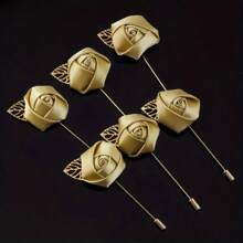 6pcs/Pack Groomsmen Lapel Flower, Silk Rose Brooch For Wedding Bride Bridesmaids, Men's Suit Accessory For Prom - Brooch - View 14