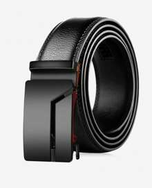 Men's Belt Luxury Leather Ratchet Buckle Wide Large 1.20 CMCasualPU LeatherBuckle - 黑色帶扣 - 查看 1