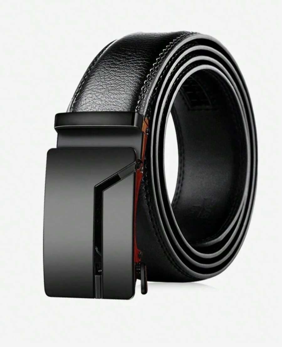 Men's Belt Luxury Leather Ratchet Buckle Wide Large 1.20 CMCasualPU LeatherBuckle - 黑色帶扣 - 查看 1