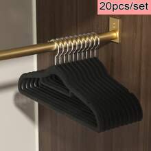 10 cái/20 cái/bộ Móc treo quần áo bằng vải nỉ, Móc treo quần áo chống trượt và không để lại dấu vết, Giá treo quần dày dùng trong gia đình, Sắp xếp không gian tủ quần áo, Giá treo quần áo - Nhiều màu - Xem 20