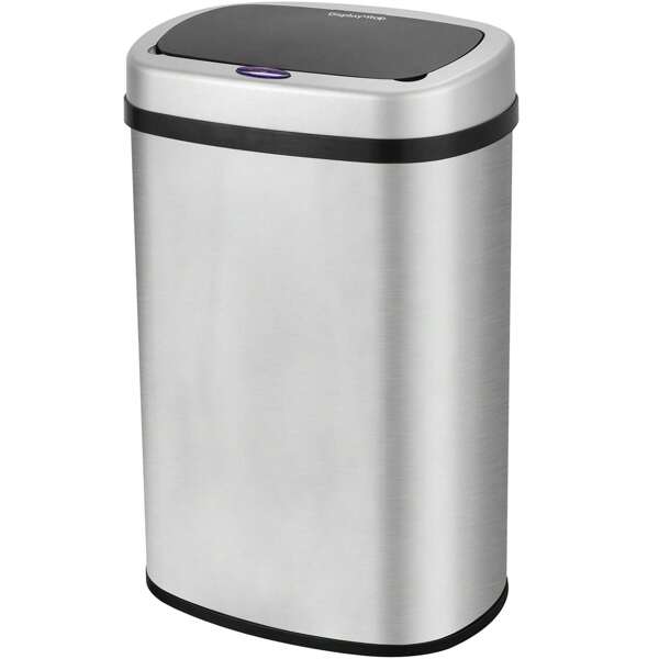 Display4top Stainless Steel Automatic Touchless Kitchen Bathroom Sensor Bin,Trash Can,Touch Bin (58LRound)
