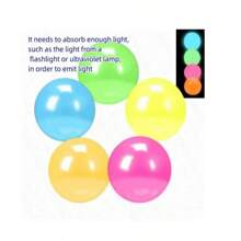 Set de 3 pelotas blandas, elásticas y que brillan en la oscuridad, que se pegan al techo y a las paredes, pelotas con luz intermitente por presión para relajación y alivio del estrés/ansiedad, juguetes ASMR, colores aleatorios
