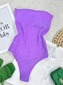 STRAP-DOWN BODYSUIT WITH SEXY PADDING - Màu Lilac Tím - Xem 2