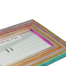 Wooden Photo Picture Frame 4x6 Boho Style Mango Wood For Tabletop Display, Colorful