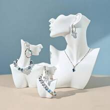 1pc White Elegant Polyresin Side-Profile Model Earring & Necklace Display Stand, Creative Jewelry Holder Display Prop