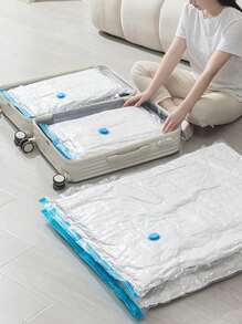 Set de 5 piezas/3 piezas/1 pieza de bolsas de compresión al vacío gruesas, bolsas de almacenamiento impermeables y antihumedad para uso doméstico, ropa de cama, empaque, viaje, dormitorio, bolsas de compresión al vacío reutilizables, funda antipolvo para ropa, ahorro de espacio para vestidos, pantalones, zapatos, jeans, botas, faldas, bolsas para la escuela, accesorios y artículos escolares