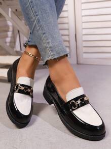 Damen Große Größen Mode Plateau Pumps mit rundem Zehenbereich und Schlupfeinsatz, Metallkettendekor, rutschfest, atmungsaktiv, bequeme High Heels Schuhe