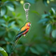 1pc Transparent Acrylic Parrot Shaped Keychain, Suitable As Holiday Decoration (St. Patrick's Day, Easter, Etc.), Gift For Parrot Lovers, Decoration For Home, Car, Etc. - Multicolor - View 8