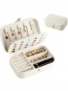 1pc Mini sieradendoos met meerdere compartimenten, draagbare reissieradendoos, afneembare sieradendisplaydoos, geschikt voor sieraden, kettingen, oorbellen, ringen, nagelkunst, haarclips, lippenstift, ideaal voor thuis en slaapkamer