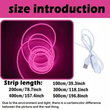 柔性霓虹LED灯带，粉色，太空主题，开关控制，电池供电（不含电池），纯白光，适合情人节，DIY造型，室内氛围照明，节日装饰 - 粉色 - 查看 7