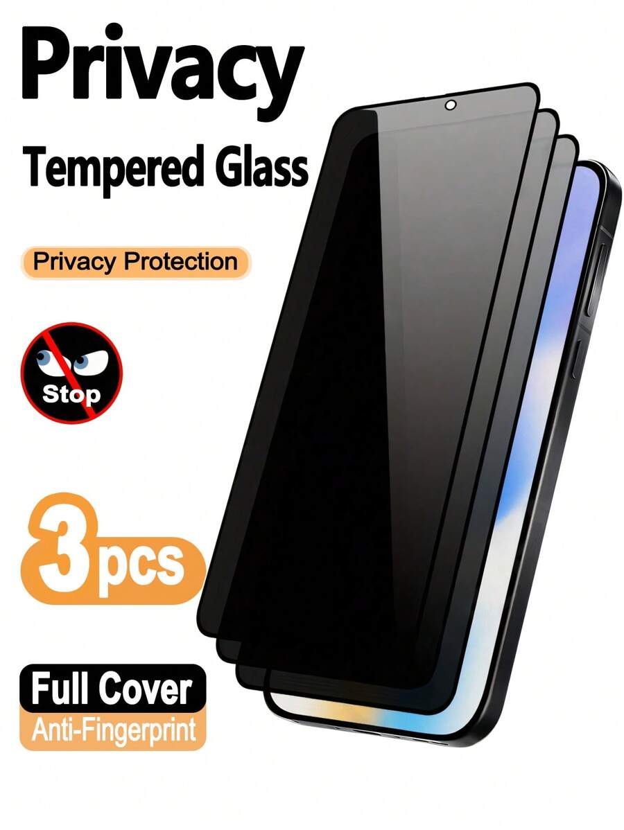 ZYONS 3片装隐私屏幕保护膜，兼容，兼容手机壳，保护隐私，全屏钢化玻璃膜，防刮花，兼容 17 Pro Max/17 Pro/17 Air/17/16E/16 Pro Max/16 Pro/16 Plus/16/15 Pro Max/14 Pro Max/13 Mini/12/11/XS Max/XR/8+/7 Plus系列 - 3件 - 查看 1
