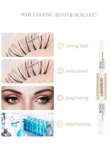 LASHDEVO 2pcs/Set Extra Strong Eyelash Glue, 2-In-1 Waterproof Long-Lasting Eyelash Adhesive (Glue 5ml/0.17fl Oz, Sealer 5ml/0.17fl Oz) - Rose Gold - View 3
