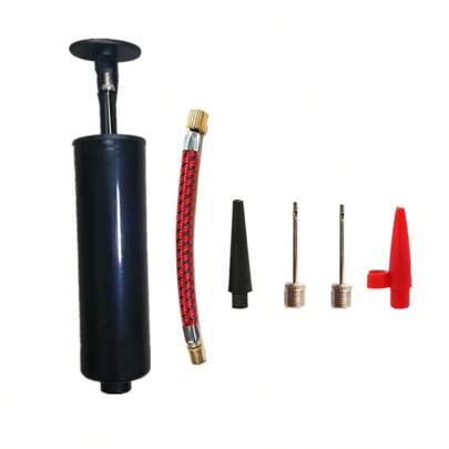 7 合 1 黑色手动泵，6 英寸便携式空气充气泵，适用于篮球、足球、排球、气球、游泳圈，配有球针、气嘴、延长软管