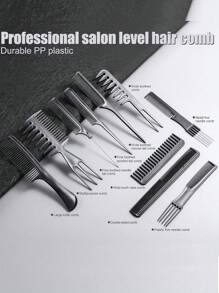 12件套专业理发工具套装 - 理发器清洁刷、耐热造型梳、男士尼龙鬃毛胡须刷 - 沙龙级理发配件套装，适合所有发质 - 彩色 - 查看 12