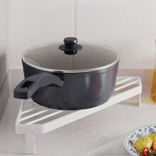 1pc Multi-Function Pot Lid Rack Stand, Stainless Steel Kitchen Storage Organizer