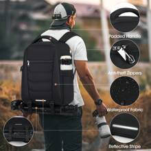 NEWHEY Mochila de cámara profesional adecuada para cámaras DSLR/sin espejo, mochila para portátil impermeable para 14/15.6 pulgadas, con cubierta de lluvia, bolsa de viaje antirrobo, mochila de fotografía de gran capacidad, bolsa de viaje para portátil - Multicolor - Ver 8