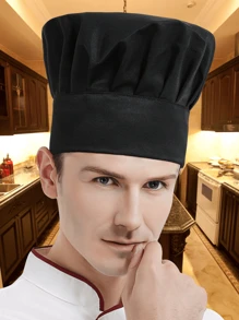 1 pieza Gorra ajustable unisex de poliéster lavable a máquina, elástica, para cocinero, chef, uso diario en restaurantes y uniforme de camarero