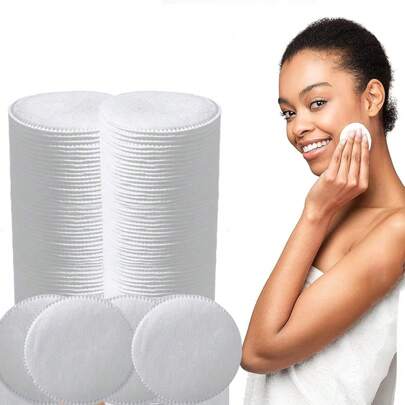 50/150/300 piezas Almohadillas de limpieza redondas, reutilizables, sin pelusa, para eliminar el maquillaje, suaves e hipoalergénicas, adecuadas para el rostro, los ojos, el cuidado de la piel y la eliminación del maquillaje