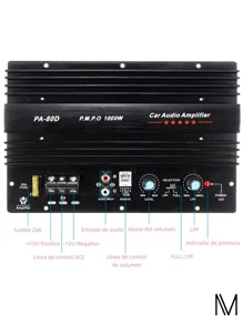 1000W 1 Channel Professional Car Amplifier - Black - View 2
