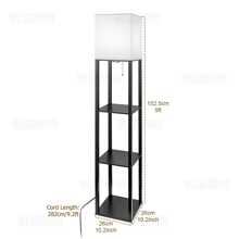 Floor Lamp With Shelves, Shelf Floor Lamp For Living Room With 3 Color Temperature, Modern Storage Wood Standing Floor Lamp With Linen Shade For Living Room, Bedroom, Office - US A Type Plug(110-127V) - View 2