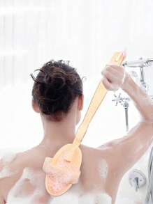 1pc Detachable Bamboo & Wood Bath Scrubber With Soft Bristles For Exfoliating & Massage Home Bathroom Decor Summer Back To School