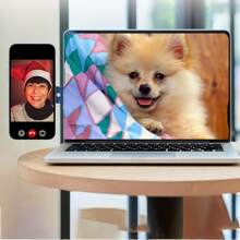 1pc Adjustable Aluminum Laptop Stand With Magnetic Phone Holder - Slim Foldable Side Mount Clip For I Phone & All Phones, Portable Computer Expansion Bracket