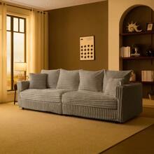 104.3" Plush Corduroy 4-Seat Sofa Modern Comfy Upholstered Sofa Cloud Couch Deep Seat Couches With Soft Pillows Convertible Deep Seat Sofa Lounge Chair For Living Room Bedroom Apartment Office
