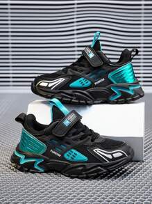Scarpe sportive casual per ragazzi con chiusura a strappo, ammortizzanti antiscivolo traspiranti in rete, scarpe da basket confortevoli e durevoli adatte per attività all'aperto come corsa e camminata, adatte per teenager e bambini, per uso interno/esterno e per allenamento di basket e corsa