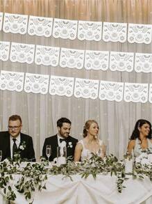 9 件/1 套白色 Papel Picado 横幅 - 白色墨西哥横幅，白色纸浆旗帜 - 白色墨西哥横幅派对和婚礼 - 白色 - 查看 5